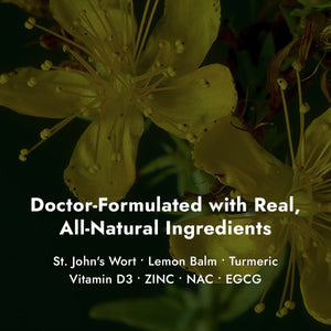 Z-Calm Ingredients on st. john's wort flower background